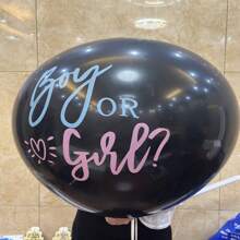 3个/包 36英寸性别揭秘气球，黑色圆形乳胶气球，用于性别揭秘派对装饰，颜色随机混合 - 黑色 - 查看 4