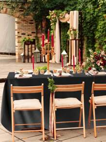 1/2件装优雅黑色缎面桌布，光滑闪亮桌布，145*220/145*259/260/275厘米涤纶长方形桌布，适用于婚礼装饰、新娘送礼会用品、订婚仪式装饰、生日派对用品、餐厅装饰、奢华缎面桌布，可用于用餐、宴会、节日派对装饰、家居装饰、餐桌装饰、派对活动装饰 - 黑色 - 查看 8