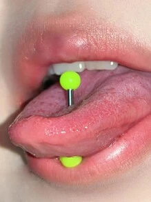 1pc Punk 16mm Long Acrylic Tongue Barbell, Double-Headed Cylinder Tongue Piercing For Men And Women, Classic Body Jewelry