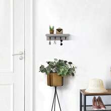 鄉村風牆掛鑰匙架，有4掛鈎的農舍牆壁架，可掛在牆上的鑰匙架 - 灰色 - 查看 5