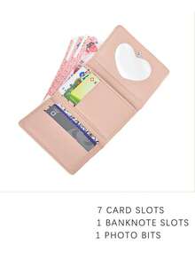 卡通貓咪印花短款三摺錢包，小巧手拿包，信用卡套附貓咪吊飾和透明手機繩