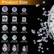 300/600 pièces Assortiment de perles en cristal pour la fabrication de bijoux avec boîte conteneur, perles en verre en vrac pour collier, bracelet, boucles d'oreilles DIY