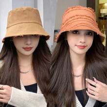New Style Women's Dual-Use Black Bucket Hat, Solid Color Japanese Spring/Autumn Bucket Hat To Highlight Face Shape, Sun Protection - Multicolor - View 15