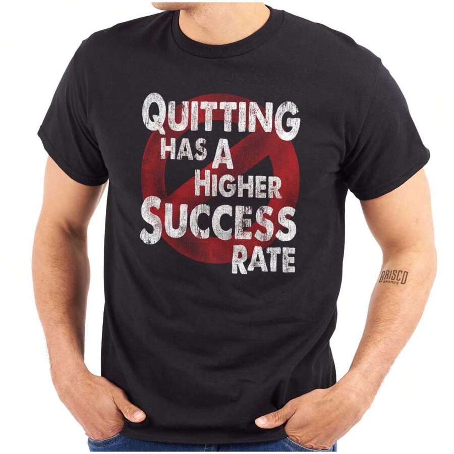 戒烟成功率更高趣味图案T恤 - 黑色 - 查看 1