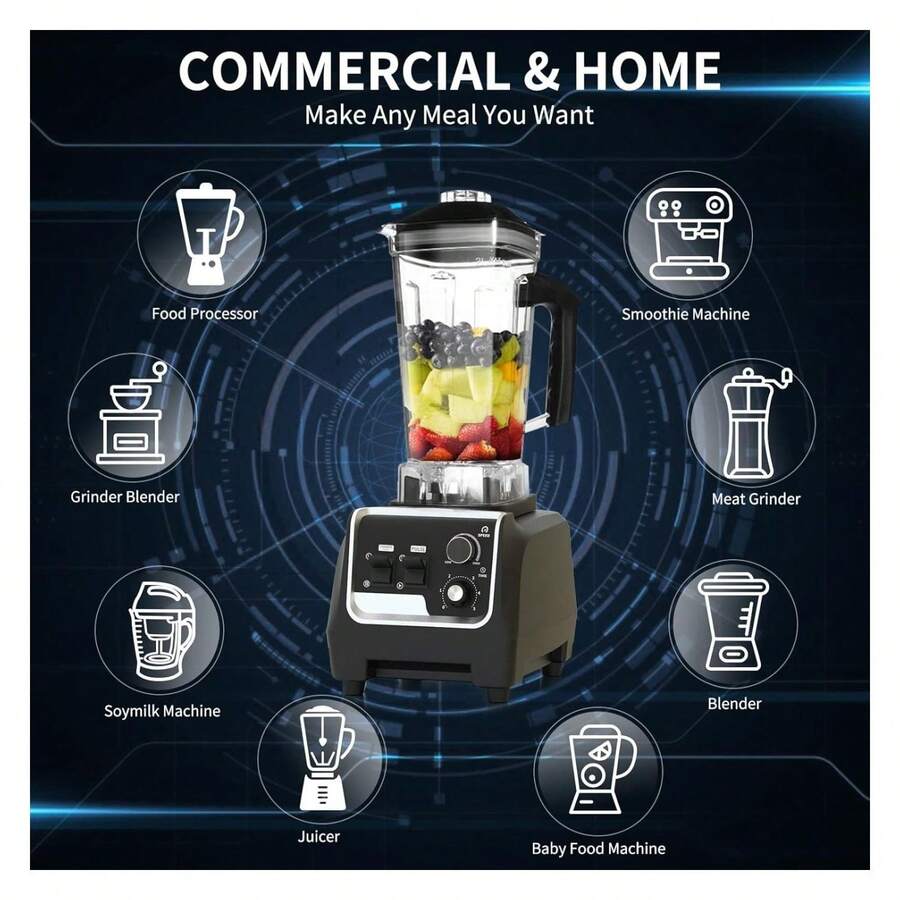Professional Blender, Blenders For Kitchen Max 2200W High Power Home And Blender With Timer, Heavy Duty Ice Blender 68 OZ Smoothie Maker For Crushing Ice, Frozen Fruit, Fish, Ect - Nhiều màu - Xem 1