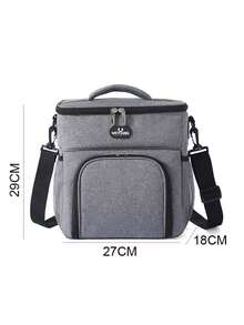 1入組男女兼用保溫午餐包，可重複使用的辦公室/學校/野餐/沙灘午餐盒，防漏冰箱托特收納袋，加厚隔熱層隔熱保冰防濺濕牛津布，防漏零下冰袋，配有可調節肩帶，適用於青少年/成人學校組織袋，教師收納袋，教室組織袋 - 灰色 - 查看 5