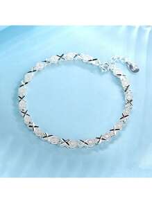 1入組時尚S990純銀女款鏈狀手鍊，簡約優雅韓式手鍊，是送給閨蜜或女友的完美生日禮物