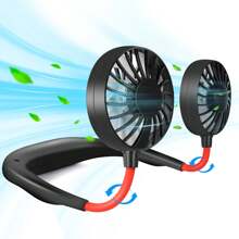 1pc Portable Neck Fan, Rechargeable Personal Hand-Free Fan, Mini USB Wearable Neckband Sport Fan, 3 Speed Adjustable, 360 Degrees Free Rotation Perfect For Working, Traveling, Office, Reading For Summer And For Outdoor,Sport,Travel,Kitchen,Bedroom,School,Office,And For Woman,Man,Children,Adult
