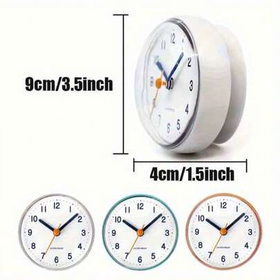 1pc Silent Waterproof Bathroom Wall Clock With Suction Cup - Analog, Battery-Powered, Round Analog Sweep Quartz Shower Clock (AA Battery Excluded),Home Decor ,Room Decor Gifts Birthday Graduation Digital Clock Alarm Clock Bedroom Decor Dormitory Decor Back To School School Supplies