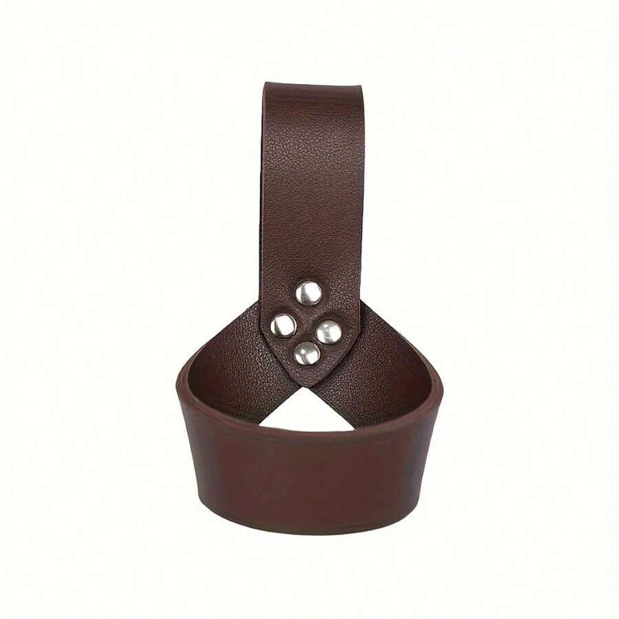 Medieval Renaissance PU Leather Sword Dagger Holder Round Ring Shape Case Pocket Accessories For Knight Viking Belt Harness - A - View 1