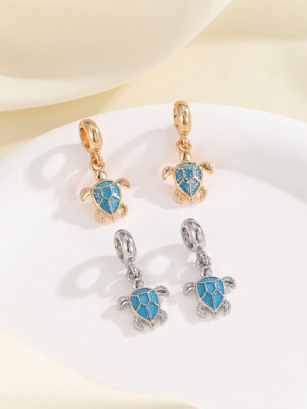 1 Stück Stückeuropäisch-amerikanischer Mode blauer romantischer Meeresschildkröten Anhänger für Frauen, einfache tägliche Armband Halskette DIY Schmuckaccessoires