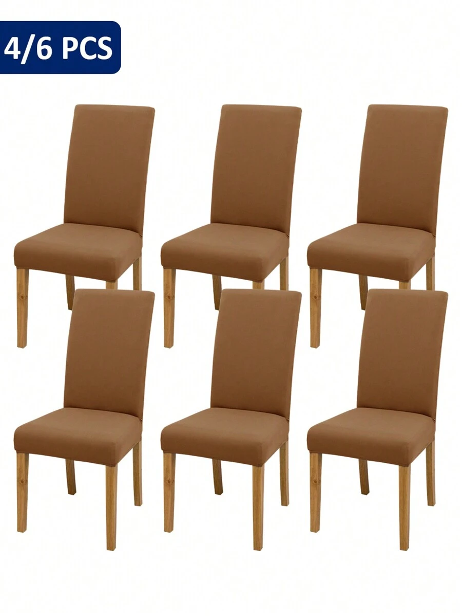 4pcs/6pcs/8pcs/10pcs Solid Color Chair Covers, Modern Removable Elastic Polyester Fiber Chair Slipcovers For Living Room, Dining Room, Bedroom, Suitable For All Seasons