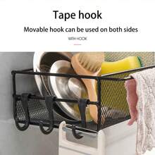 1pc Metal Mesh Kitchen Storage Rack For Dishcloth And Towel, Drainage Rack Without Drilling,Storage,Kitchen Organiser,Organizer,Kitchen Items,Room Decor,Home Decor. - Multicolor - View 9