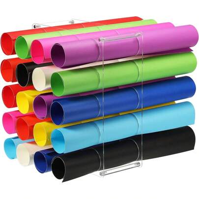 Vinyl Roll Storage Rack, Acrylic Vinyl Roll Holder For Up To 20-Holes, Vinyl Organization For Craft Room Gift Wrap Roll Vinyl Storage Organizer Household Gadgets, Clear