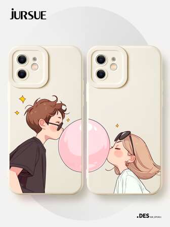  JURSUE情侶可愛搞笑動漫防震柔軟手機殼，適用於iPhone 15 14 13 12 11 Pro Max SE 2020 X XR XS 8 7 Plus G10156