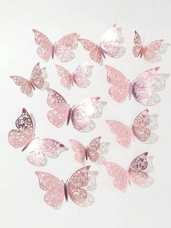 12/24pcs 3D Butterfly Wall Sticker, Removable Plastic Butterfly Wall Art Decal, For Home Decor, Stickers, Wall Decal, Vinyl Decal For Home Decorations, Spring Decoration Items Refresh Your Home, Festival Decoration Stickers Gifts Birthday Graduation