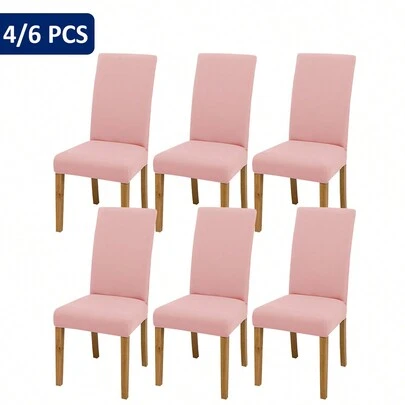 4/6/8/10 Vỏ bọc ghế trơn, Vỏ bọc ghế bằng sợi polyester co giãn hiện đại, Thích hợp cho phòng khách, phòng ăn, phòng ngủ, mọi mùa