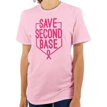 BRISCO BRANDS Breast Cancer Awareness Save Second Womens Graphic T Shirt Tees - Hồng nhạt - Xem 1