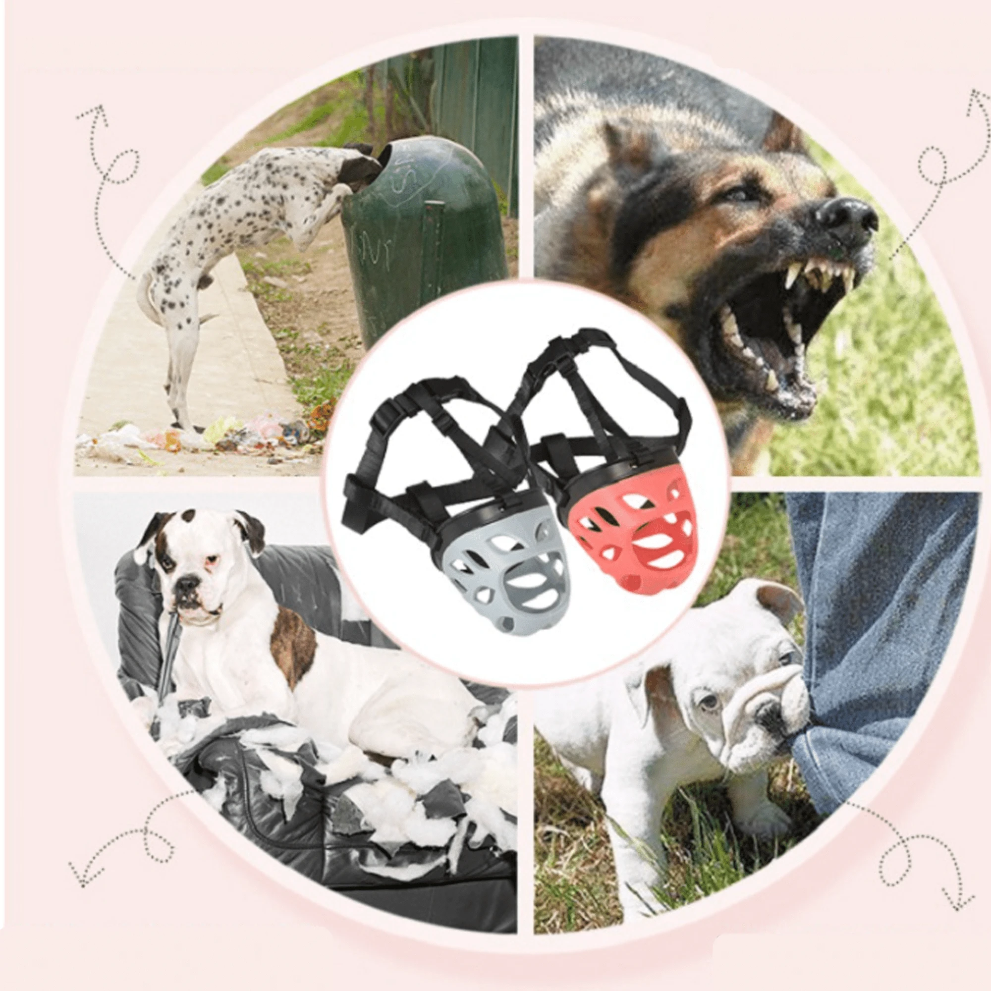 Pet Supplies Dog Muzzle, Breathable Silicone Basket Muzzle, Adjustable ...