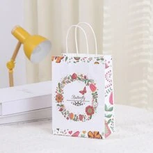 1入組蝴蝶和花紋牛皮紙袋，秘密花園便攜禮物袋 - 彩色 - 查看 8