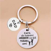 1 Máy Tính Tròn Inox Thẻ Tùy Chỉnh Ngày Của Cha Móc Khóa, Cá Tính Chân Dung Quà Kỷ Niệm Móc Khóa Mặt Dây Chuyền, quà Tặng Cho Bố - Bạc - Xem 3