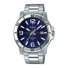 Đồng hồ thể thao nam Casio MTP-VD01D-1BV / MTP-VD01D-2BV bằng thép không gỉ, mặt số đen, kiểu dáng casual. Dây đeo bằng thép không gỉ kết hợp với mặt số analog chạy bằng pin thạch anh, phù hợp để đeo hàng ngày, cũng có thể dùng làm quà tặng trang trí, quà năm mới, quà Giáng sinh, v.v. - Màu xanh lam - Xem 9