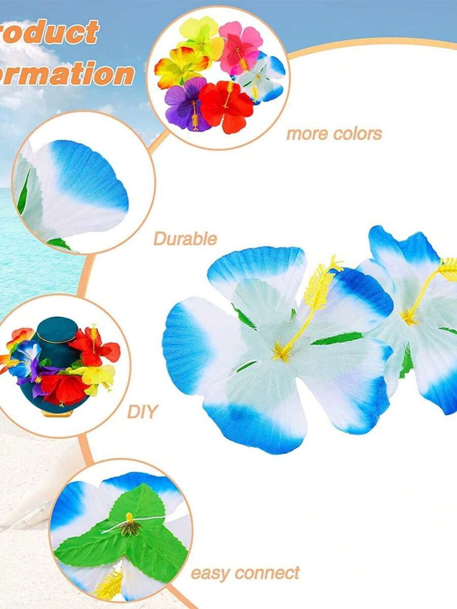 24 Pack Hibiscus Flowers For Tabletop Decoration Luau Party Decoration