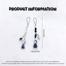 1pc Gojo Creative Star Phone Case Beaded Hanging Chain, Keychain Hanging Item Personalized Versatile Phone Chain, Car Hanging Fashion, Black And White Surrounding Fashion Creative Acrylic Beaded Phone Case Chain, Card Book Hanging Rope Camera Chain CCD Hanging Chain Car Accessories Bag Charm