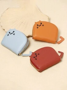 1/2pcs Cartoon Cat Shaped Wallet, Women Multi-Card Slots Purse, Cute & Fashionable Faux Leather Coin Pouch, Cat Card Holder, Compact & Portable, Multi-Slot Design, Various Colors Available, Small Gift For Family, Friends And Loved Ones (Zipper Color Random) - Multicolor - View 6