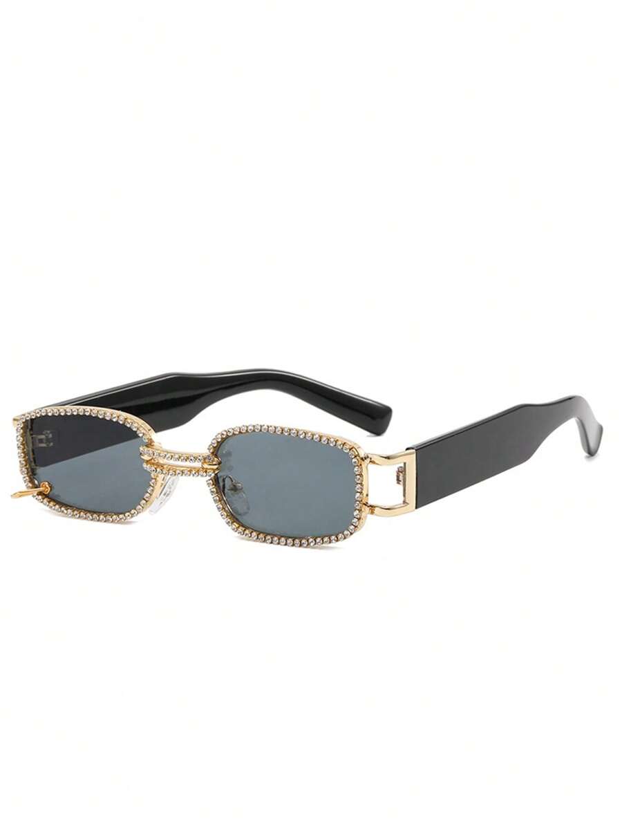 1pc Square Frame DiamondStudded Sunglasses, European And American 2024