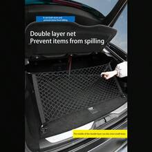 1pc Car Trunk Mesh Netting Storage Bag, Auto Fixed Luggage Organizer Pouch, Vertical Barrier Net For Vehicle Storage - Black - View 6