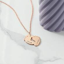 Personalized Custom Necklace Baby Foot Plate Pendant,Engraved Name Date Pendant Necklace,Baby Birth Anniversary Jewelry,Birthday Party Accessories,Customized Gifts,Christmas Gifts - Rose Gold - View 5