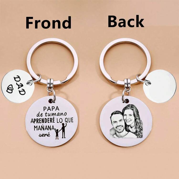 1 Máy Tính Tròn Inox Thẻ Tùy Chỉnh Ngày Của Cha Móc Khóa, Cá Tính Chân Dung Quà Kỷ Niệm Móc Khóa Mặt Dây Chuyền, quà Tặng Cho Bố - Bạc - Xem 9