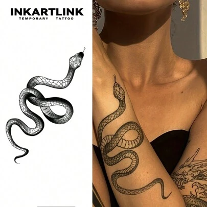  INKARTLINK Revolutionary Technology Tattoo, Semi-Permanent Tattoo, Snake, Temporary Tattoo, Fake Tattoo, Water Resistant, Realistic Tattoo Look, Vegetable Based Ink, Wire Tattoo,  Tattoo
