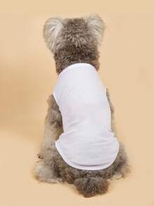1pc Spring/Summer New Solid Color Breathable Dog Clothes For Small Dogs Teddy French Bulldogs, Thin Section - White - View 6