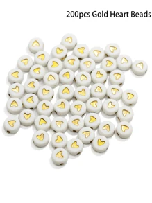 100/200/300 piezas de cuentas de letras de colores surtidos con formas de corazón, estrella y luna para hacer pulseras de la amistad y joyería, regalo de San Valentín - Multicolor - Ver 7