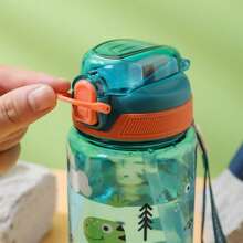 1pc 600ml Portable PC Sport Water Bottle, Cartoon Dinosaur Pattern Water Bottle For Outdoor