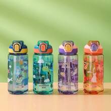 1pc 600ml Portable PC Sport Water Bottle, Cartoon Dinosaur Pattern Water Bottle For Outdoor