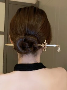 1个镶钻剑形发夹（请参考实物照片），发饰，头饰，女士发饰 - 白金 - 查看 2