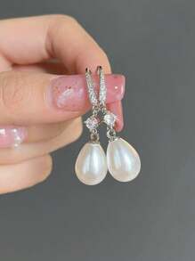 1 Pair Classical S925 Sterling Silver Cubic Zirconia Drop Earrings Party Anniversary Ear Jewelry For Women Gift Fine Jewelry