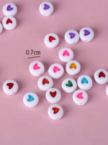 100/200/300 piezas de cuentas de letras de colores surtidos con formas de corazón, estrella y luna para hacer pulseras de la amistad y joyería, regalo de San Valentín - Multicolor - Ver 3