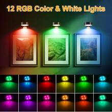 3-Pack Picture Lights For Wall, 13 RGB Color Changing Led Art Display Light With Rechargeable Battery Operated, Magnetic Painting Light With Remote Control, Wireless Party Home Wall Decor Puck Light - 金色 - 查看 2