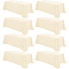 8 Pack Polyester Tablecloths,90 X 156 Inch Rectangle Table Cloth For 8 Foot Tables,Stain And Wrinkle Resistant Washable Fabric Table Cover For Wedding Banquet Restaurant Party Outdoor Party Wedding Outdoor Activities Banquet Multiple Colors,Weddings Graduation Season Outdoor Events Entertain Guests - 米色 - 查看 1