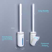 Chổi cọ bồn cầu dùng một lần, Hệ thống vệ sinh bồn cầu với 24 cây chổi thay thế, Bộ dụng cụ cọ rửa khởi động với 1 cây chổi vệ sinh bồn cầu, 1 hộp đựng đồ và 1 viên thơm (1 + 24) Trang trí phòng tắm mùa hè - trắng - Xem 7