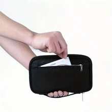 Volher Bolsa de Pasaporte Multi-Función Portátil, Bolsa de Tarjeta, Bolsa de Cambio de Tarjeta de Llave, Bolsa de Almacenamiento de Cambio Multi-compartimento, Bolso de mano - Gris - Ver 5