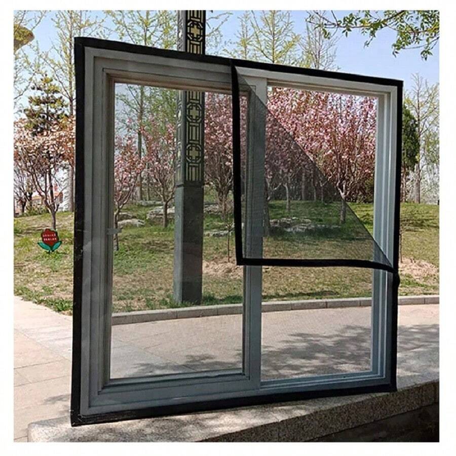 Self-Adhesive Mosquito Net For Window Tulle Window Screen DIY Customizable Mosquito Curtain Window Mesh Invisible Mosquitera - Black Web Black Edge - View 1