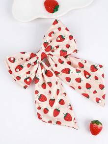 1 件装珍珠草莓蝴蝶结发夹，优雅丝带草莓大发夹，适合女士长尾发饰 - 彩色 - 查看 7