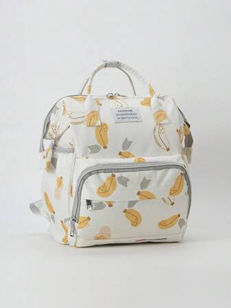 Large Capacity Diaper Bag Hanging On Stroller, Fashionable Outdoor Maternal And Baby Backpack With Aluminum Foil Insulated Baby Bottle Holder For Girl