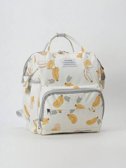 大容量尿布袋挂在婴儿车上，时尚户外母婴背包，带铝箔隔热婴儿奶瓶架，适合女孩