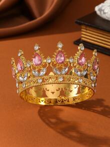 1pc Baroque Style Circular Multi-Color Bridal Crown Headpiece, Suitable For Prince, Royal King, Beauty Queen, Full Round Floral Wreath, Applicable For Wedding, Decoration, Bar, Party, And Other Accessories